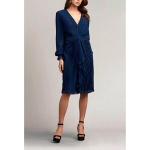 Tadashi Shoji AVO22075M - Long Sleeve Pleated‎ Detail Formal Dress Size 14 NWT